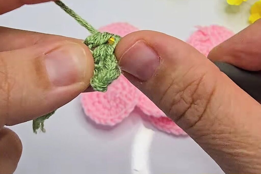The first green calyx point finished on the magic ring