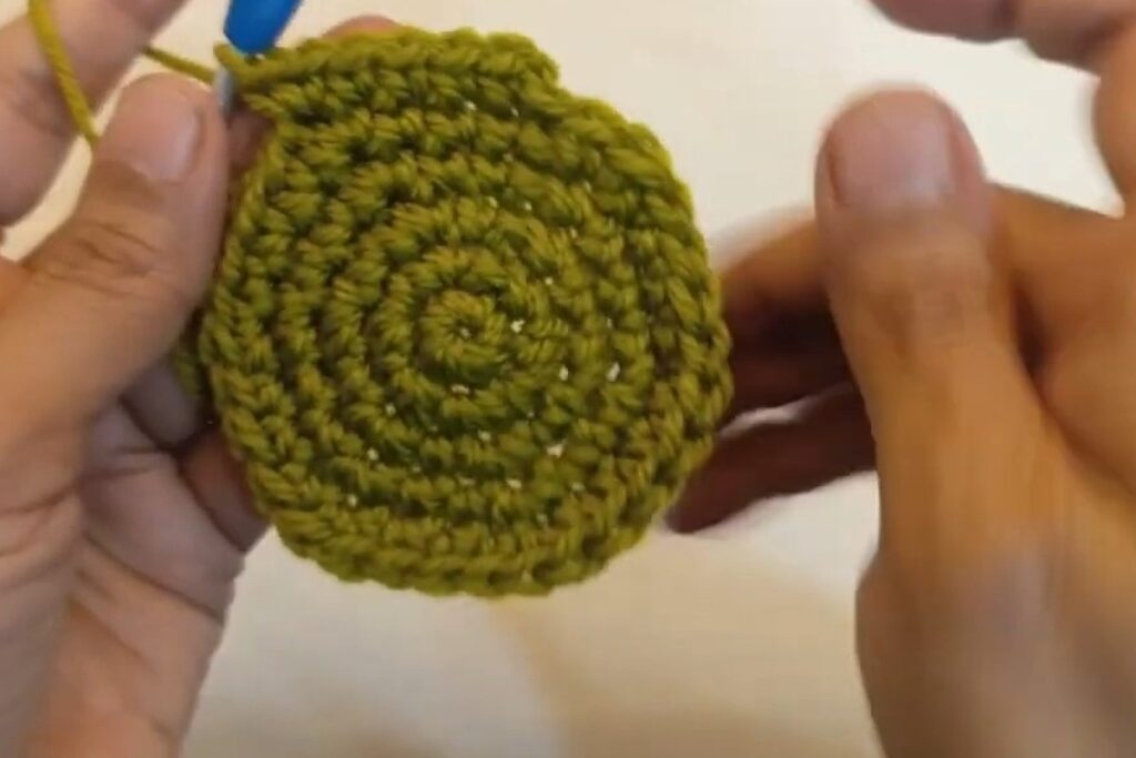 Finished 36-stitch disc for the crochet sunflower pattern